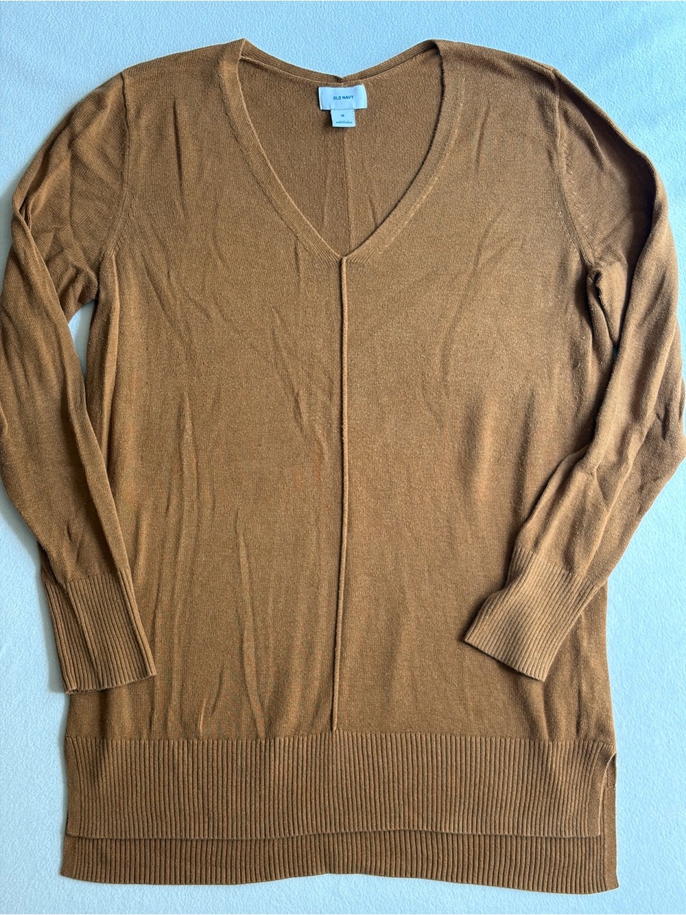 Old Navy Tunic Style V-Neck Sweater in Camel Brown Women Size Medium